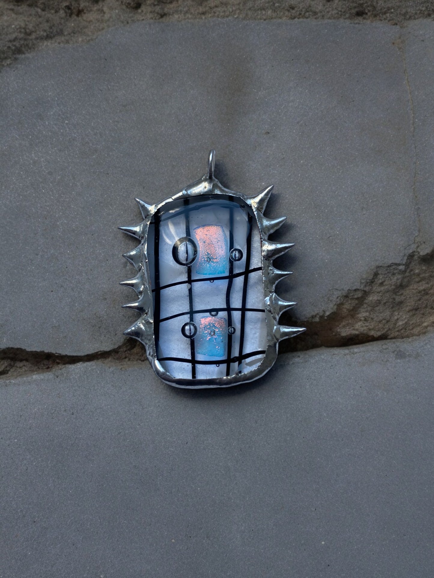 Harsh Soft Creature Pendant | Spiked Fused Glass Amulet