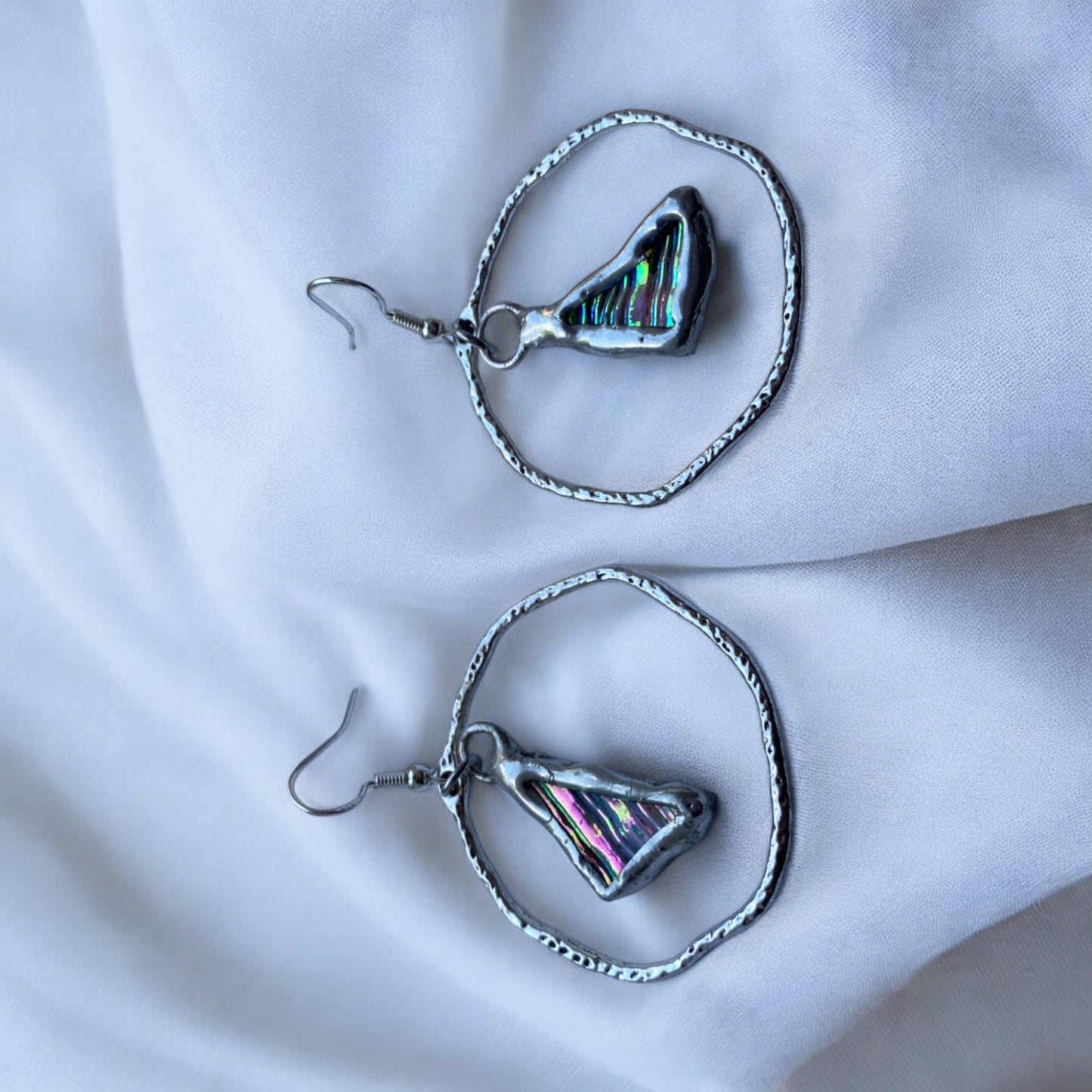 Portal Triangle Hoops | Stained Glass Earrings