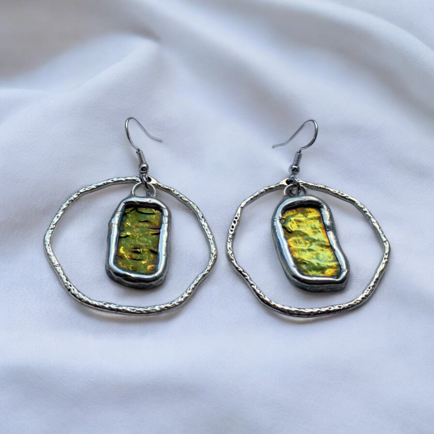 Moss Portal Hoops | Stained Glass Earrings