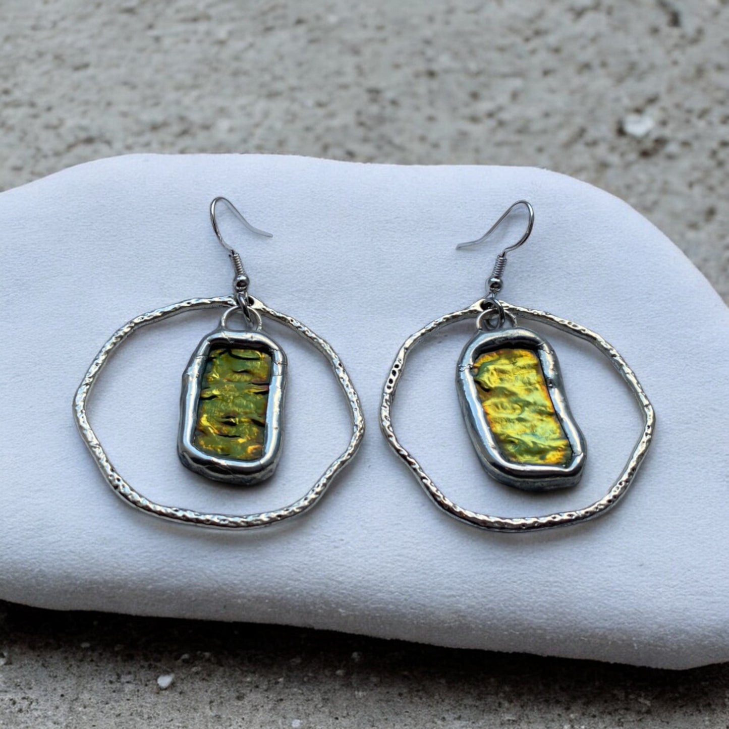 Moss Portal Hoops | Stained Glass Earrings