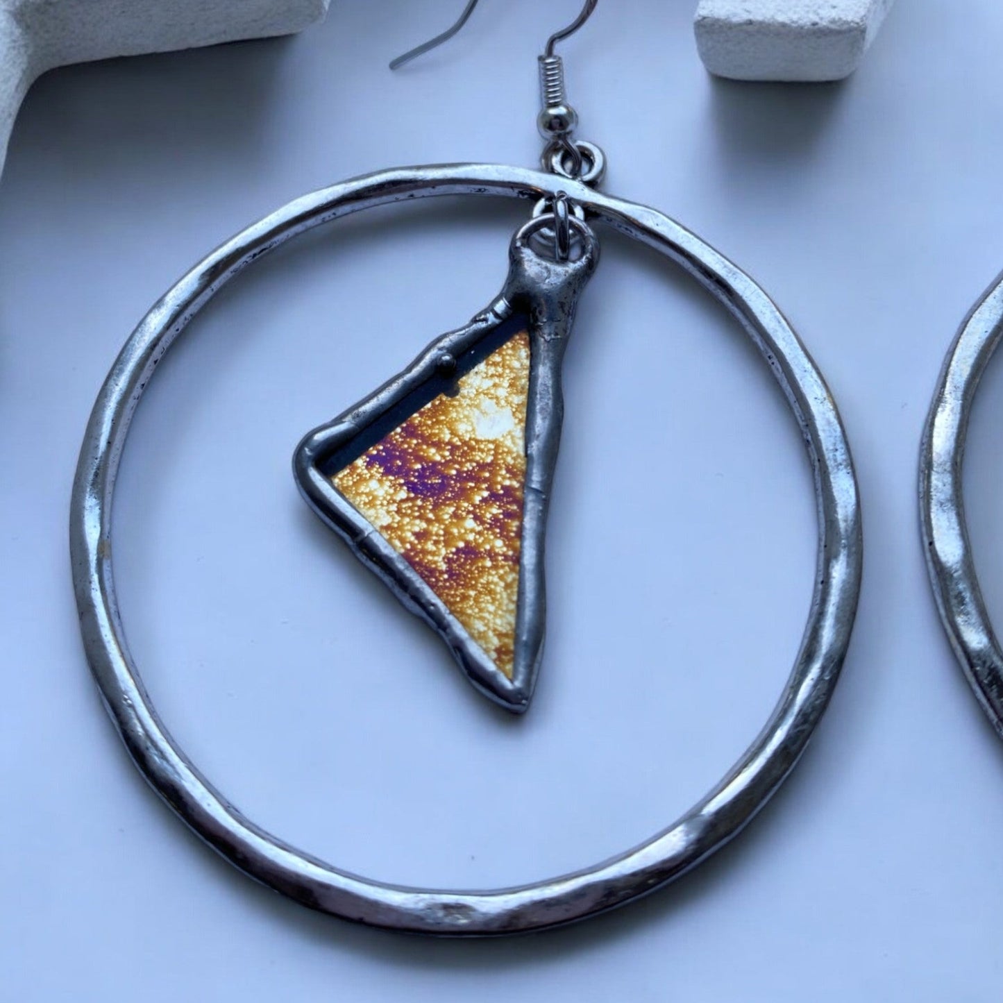 Star Shatter Hoops | Stained Glass Earrings