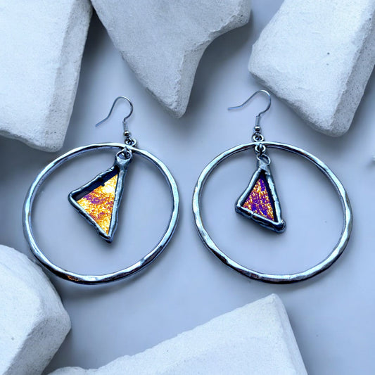 Star Shatter Hoops | Stained Glass Earrings