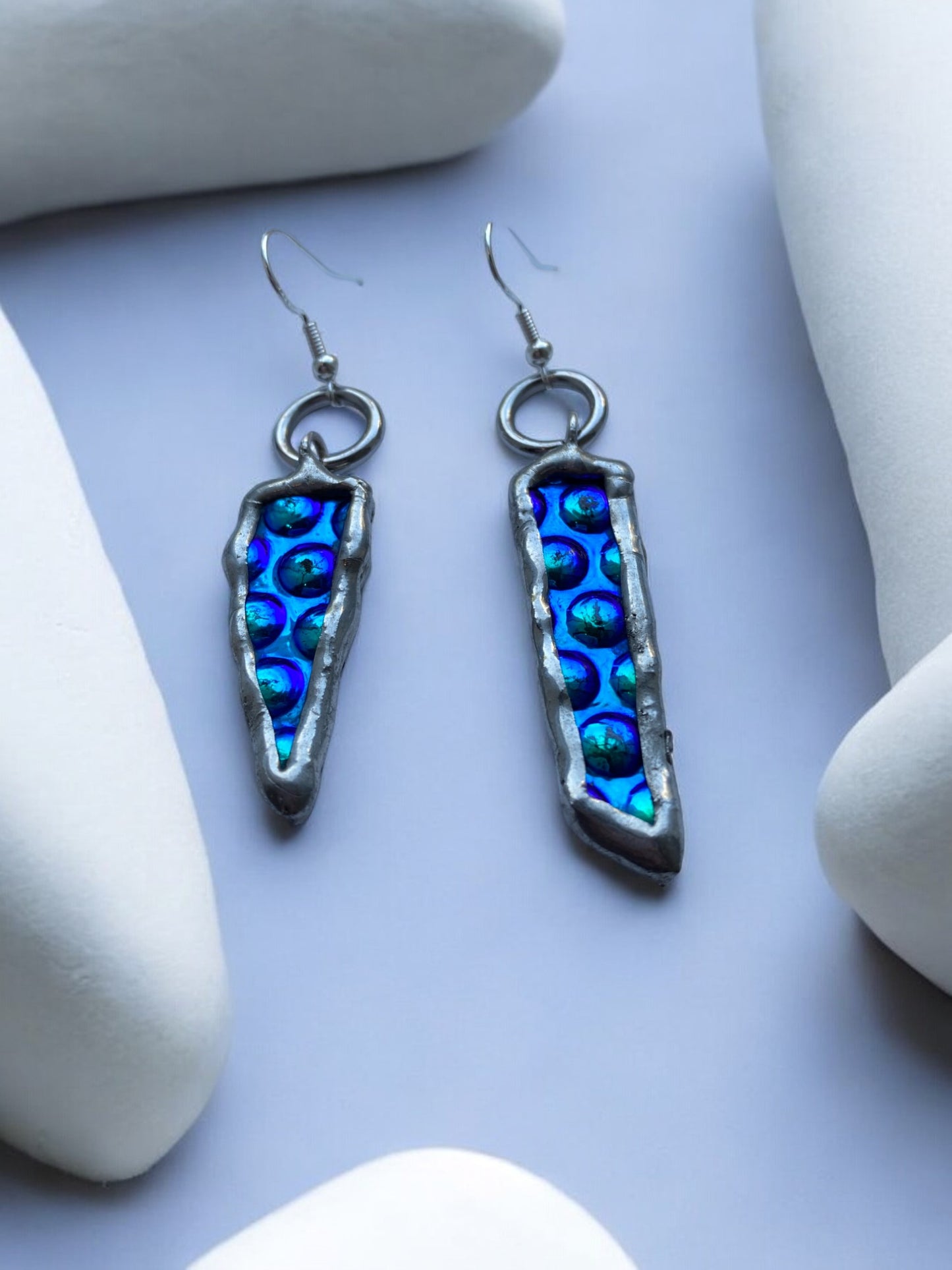 Cobalt Portal Shards | Stained Glass Earrings