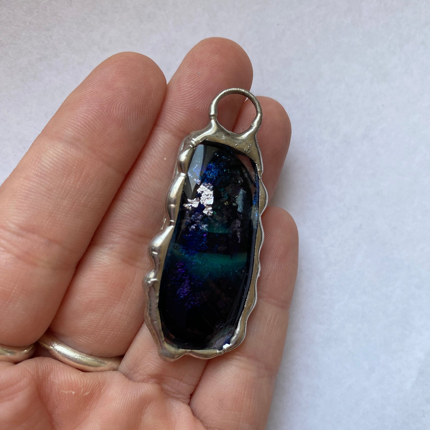 Aquarius Pendant | Fused Glass O Ring Necklace