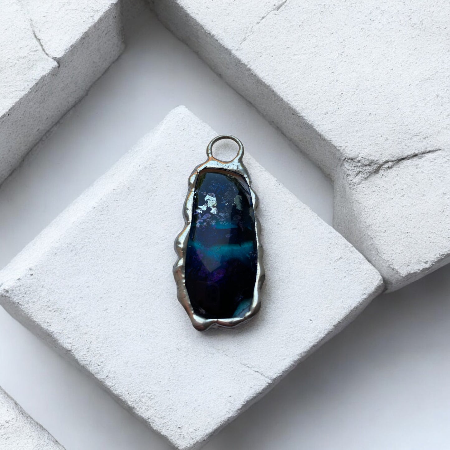 Aquarius Pendant | Fused Glass O Ring Necklace