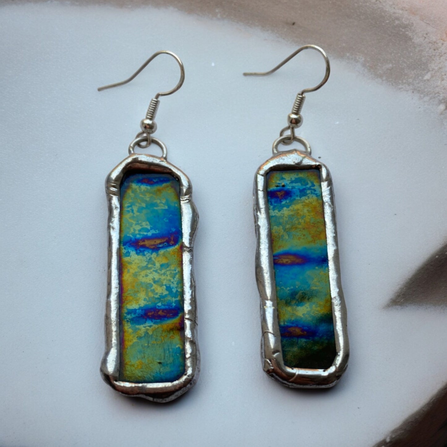 Peacock Portals | Stained Glass Earrings