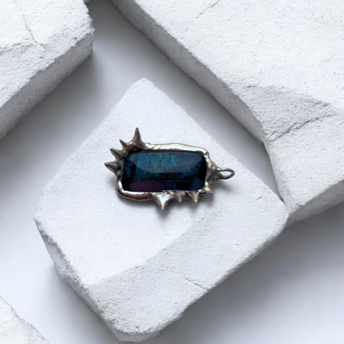 Chaos Creature Pendant | Spiked Fused Glass Amulet