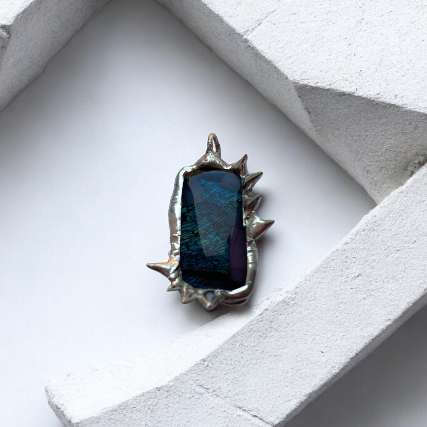 Chaos Creature Pendant | Spiked Fused Glass Amulet