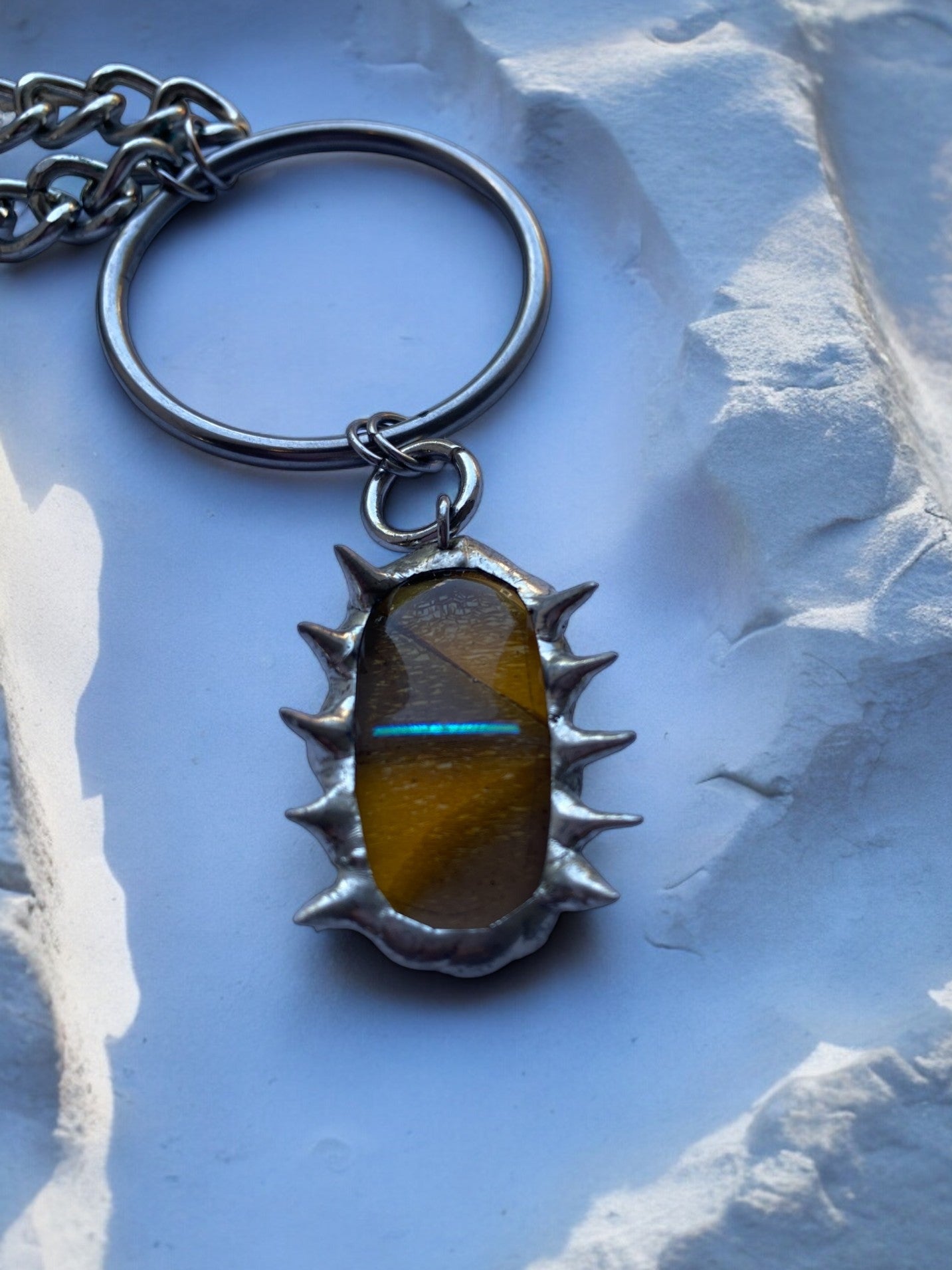 Amber Creature | Spiked Fused Glass O Ring Necklace