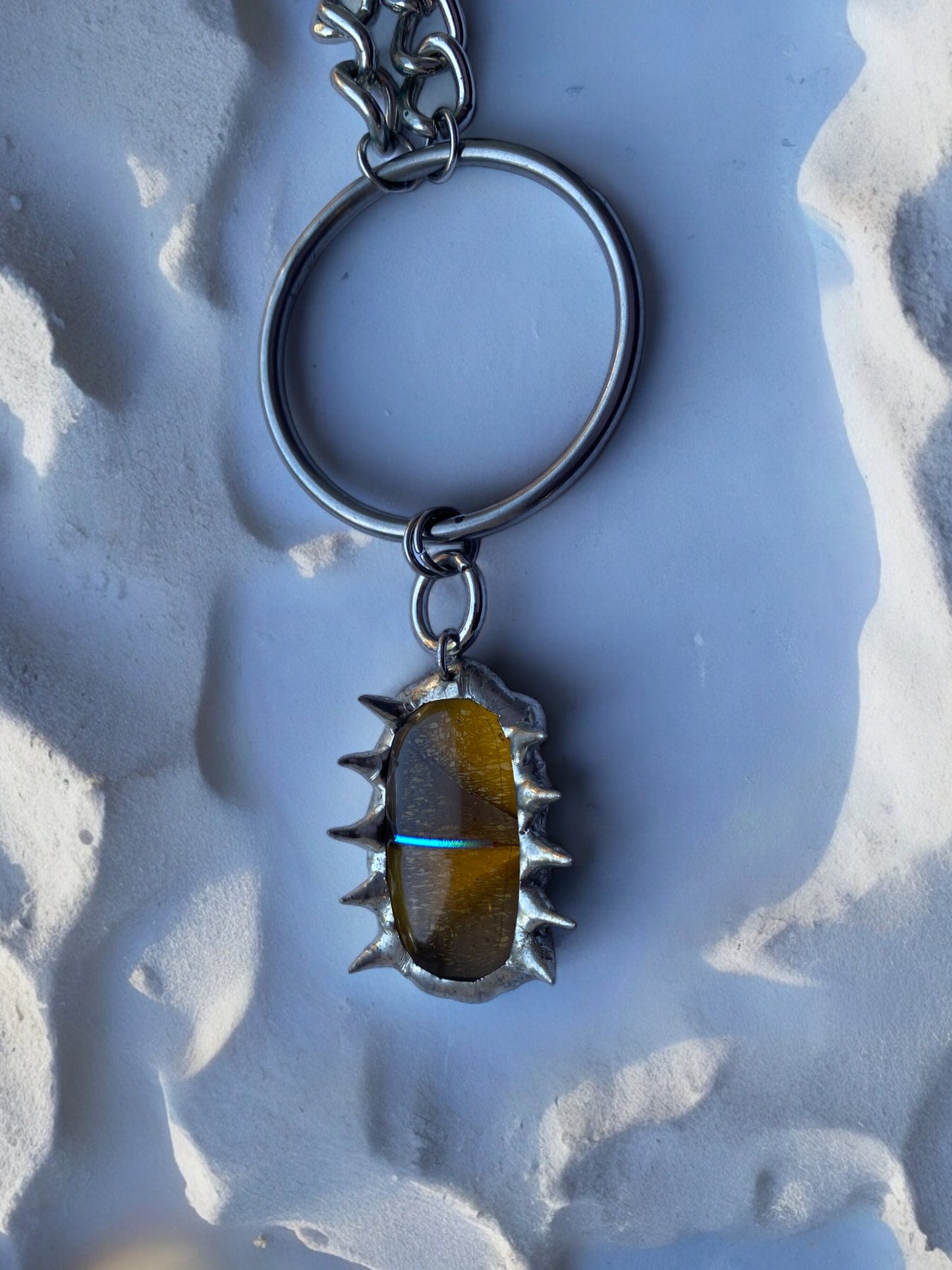 Amber Creature | Spiked Fused Glass O Ring Necklace