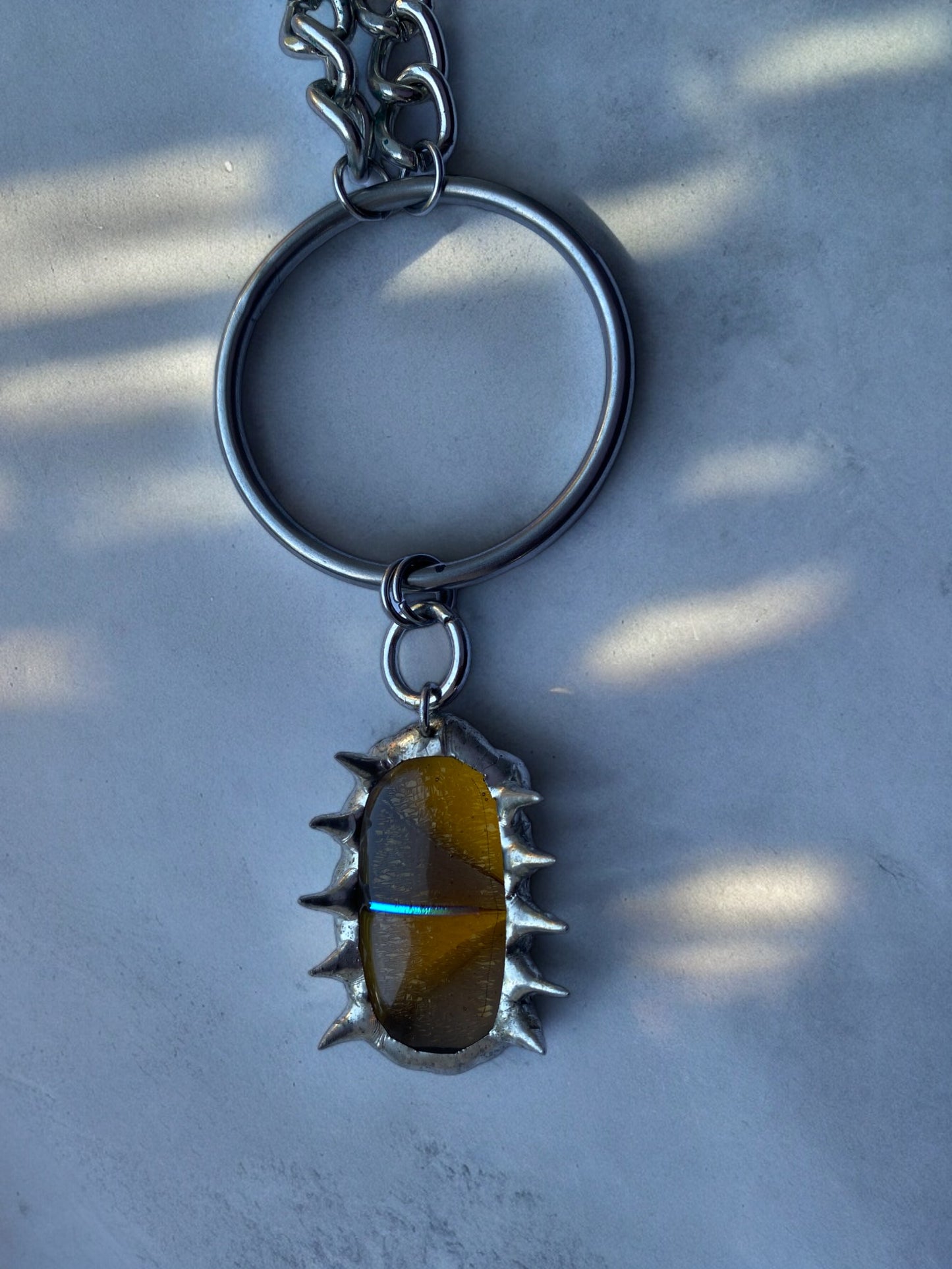 Amber Creature | Spiked Fused Glass O Ring Necklace