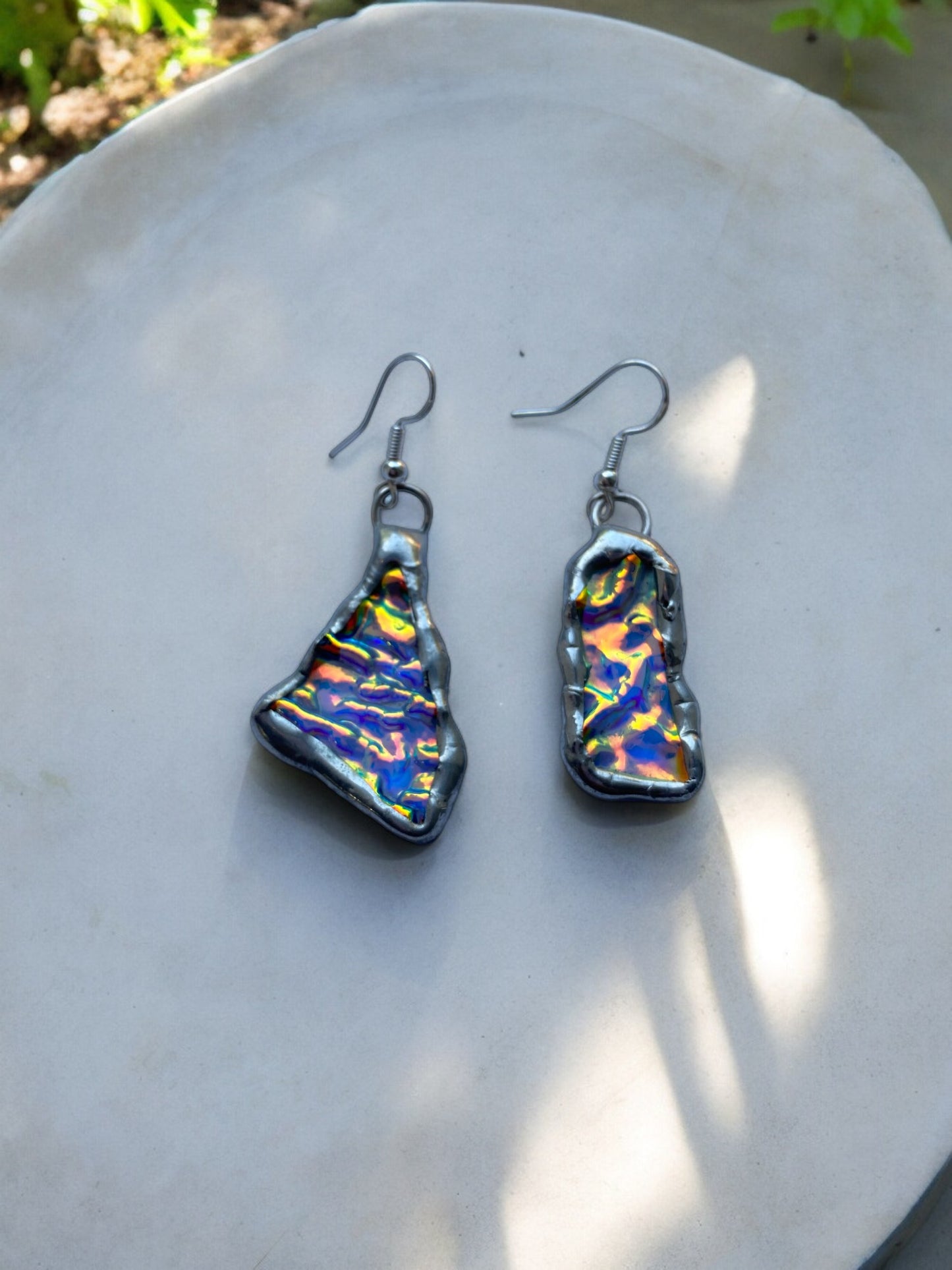 Ebbing And Flowing Portals | Stained Glass Earrings