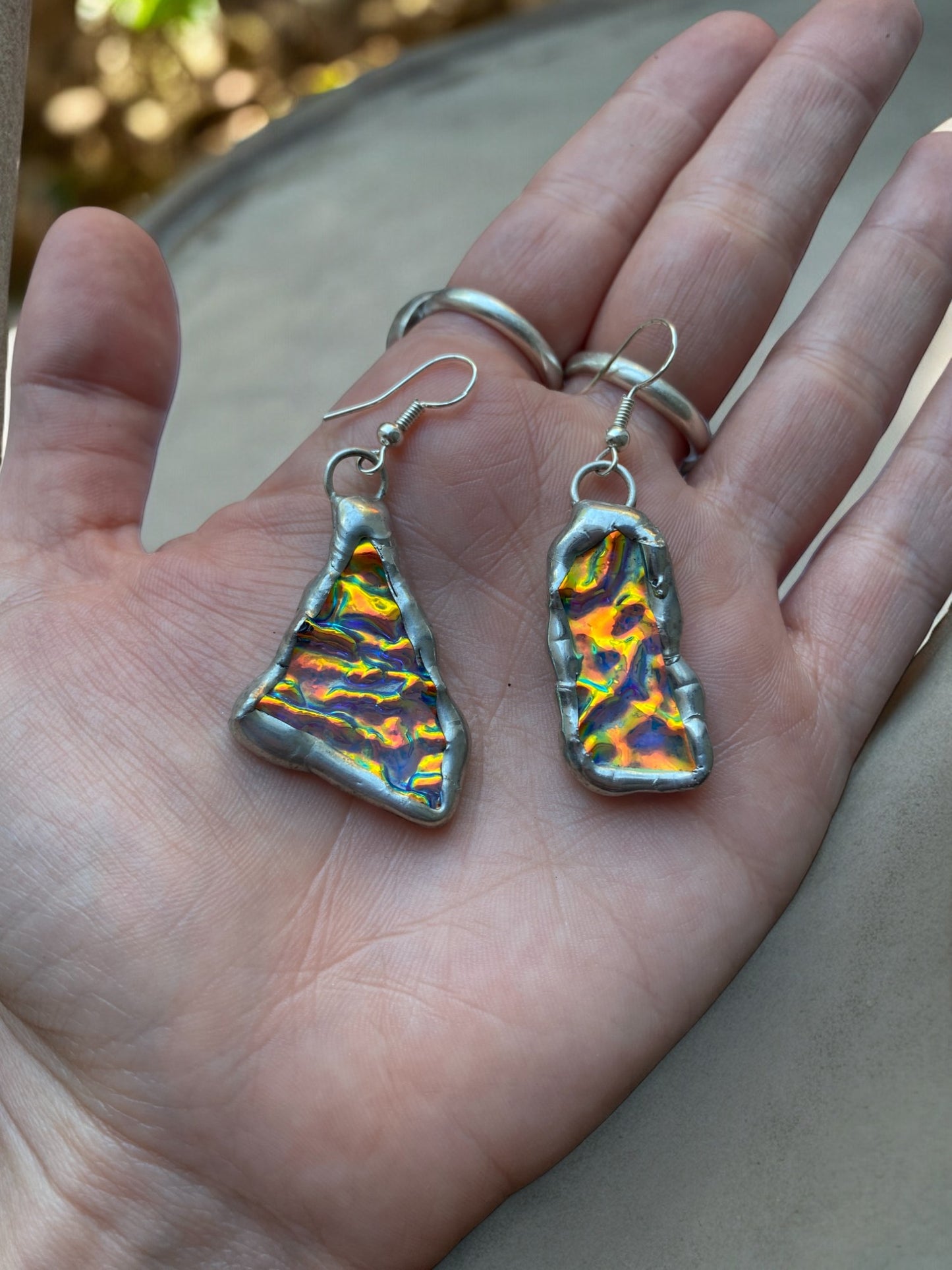 Ebbing And Flowing Portals | Stained Glass Earrings