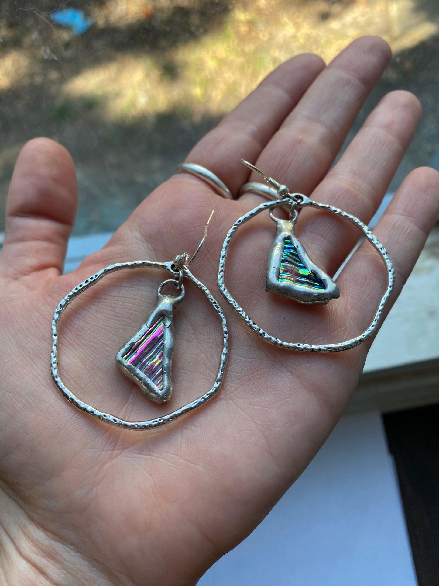 Portal Triangle Hoops | Stained Glass Earrings