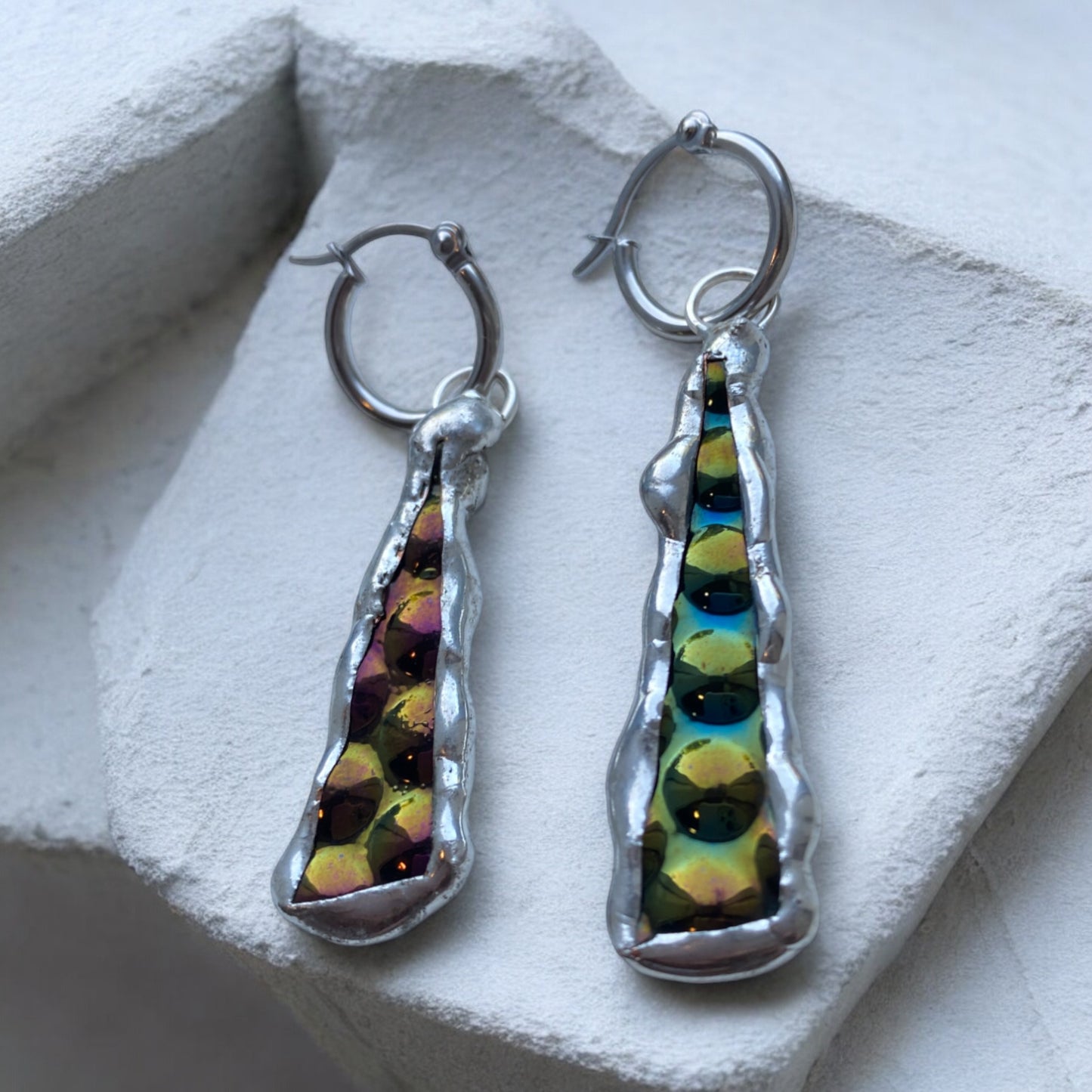 Cyber Bubble Huggie Hoops | Stained Glass Earrings