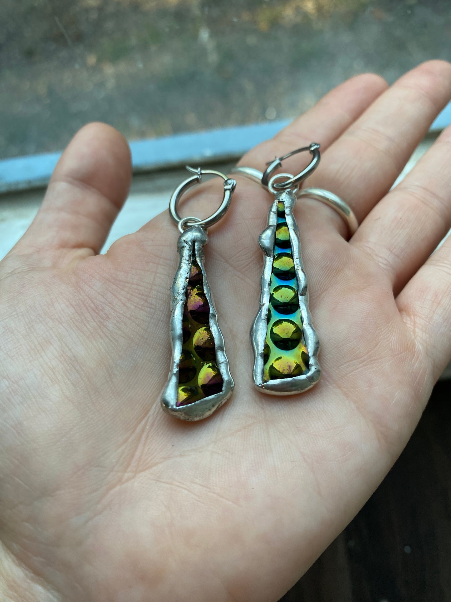 Cyber Bubble Huggie Hoops | Stained Glass Earrings