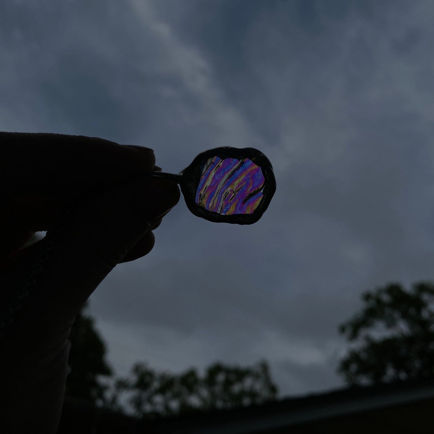 Aqua Portal | Dichroic Stained Necklace