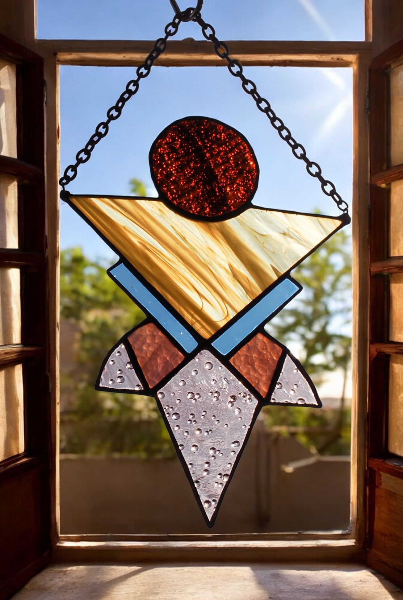 Pale Love Totem Stained Glass Window Hanging