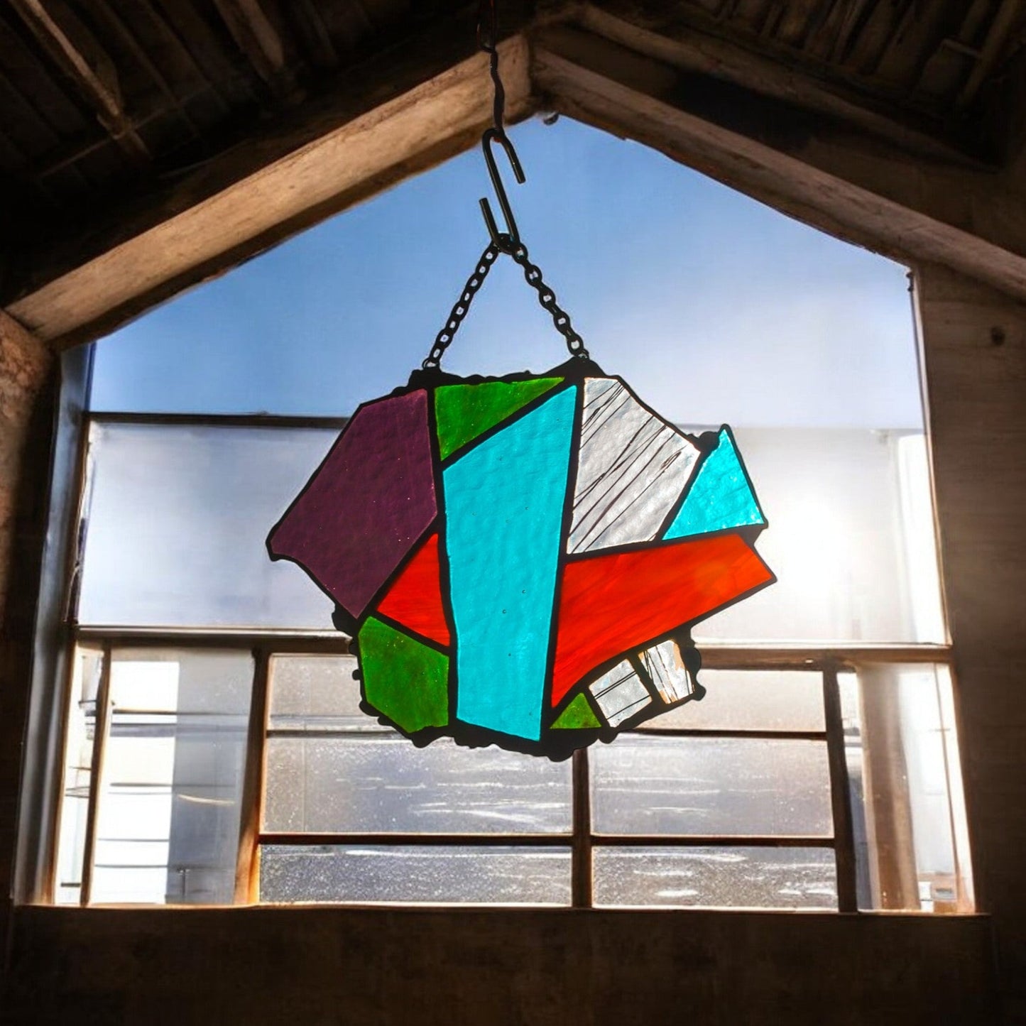 Shadow Heart Stained Glass Window Hanging