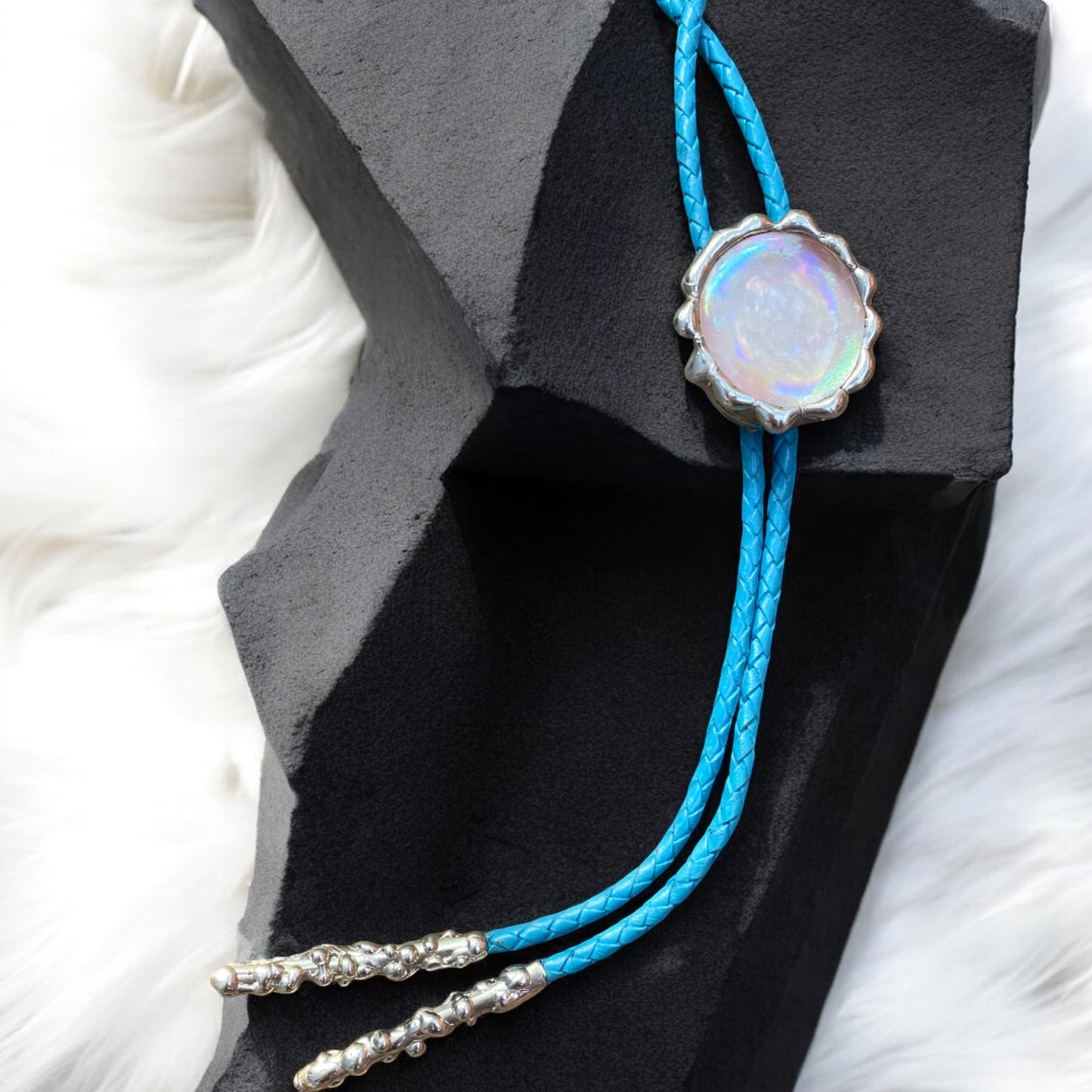 Cloud Vortex Stained Glass Bolo Tie