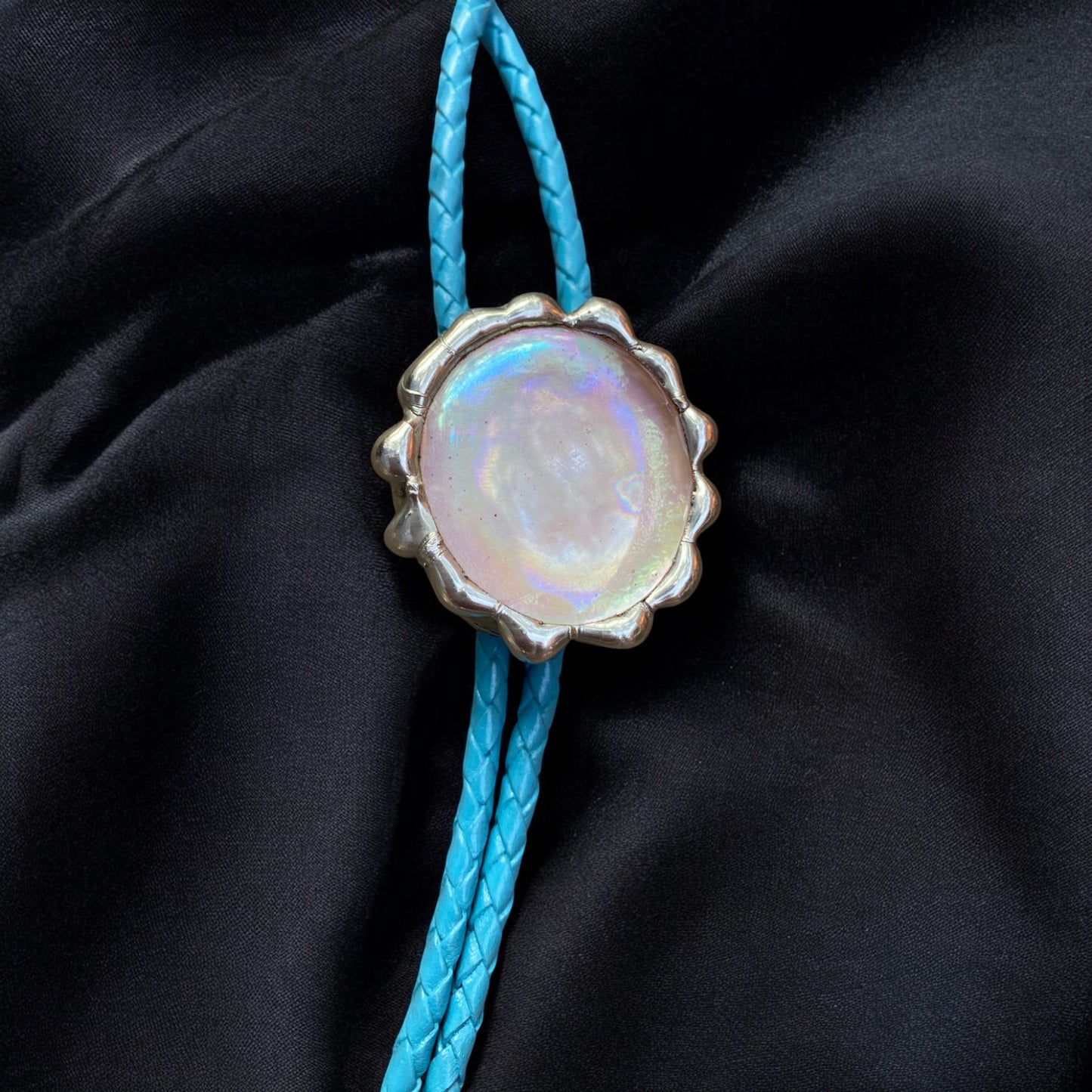 Cloud Vortex Stained Glass Bolo Tie