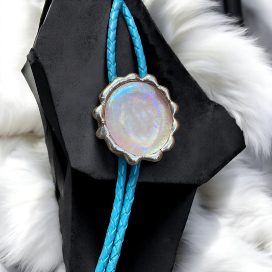 Cloud Vortex Stained Glass Bolo Tie