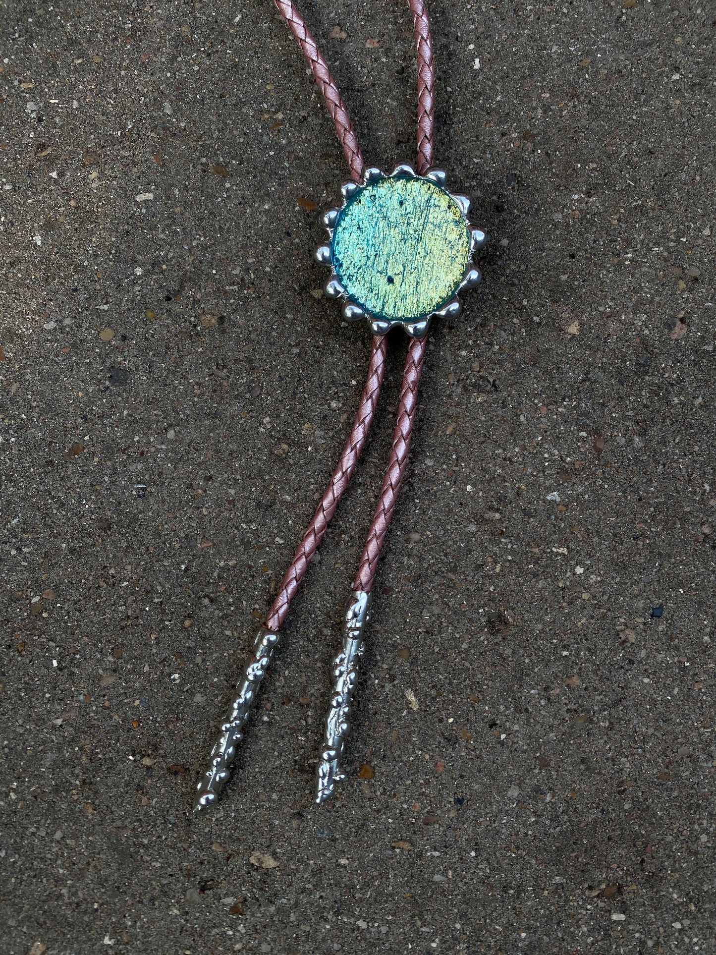 Moss Dream Fused Glass Bolo Tie