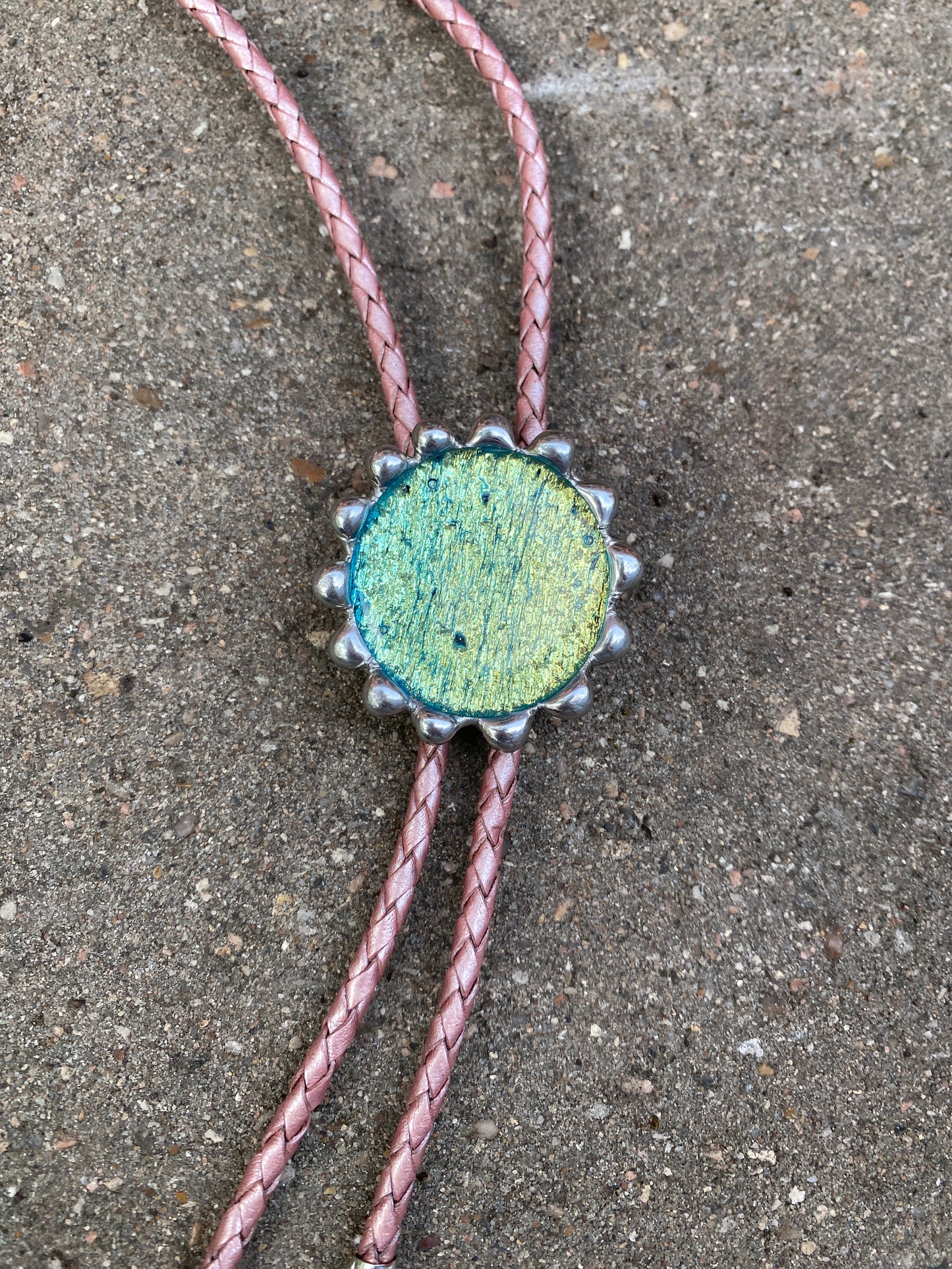 Moss Dream Fused Glass Bolo Tie