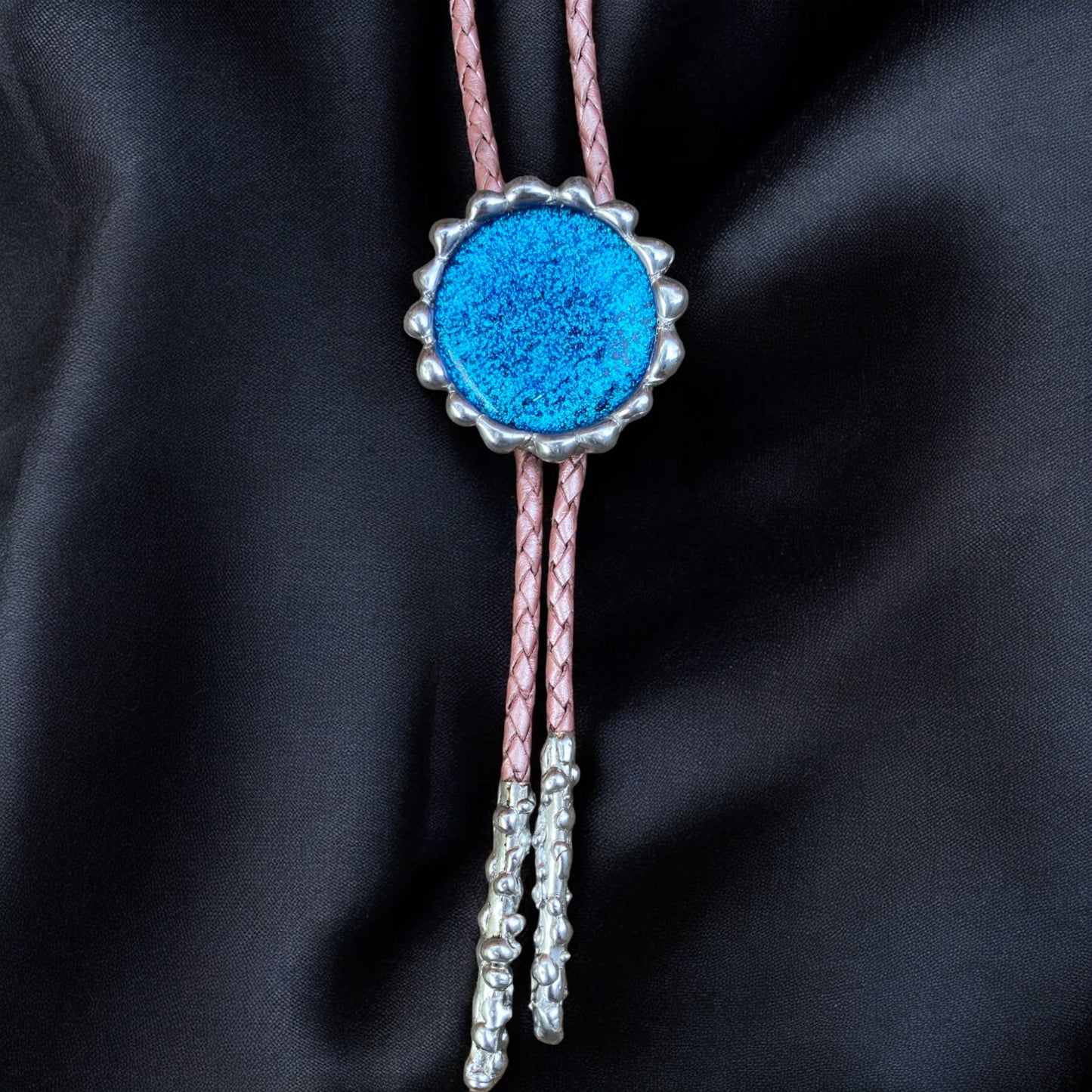 Sapphire Vision Fused Glass Bolo Tie