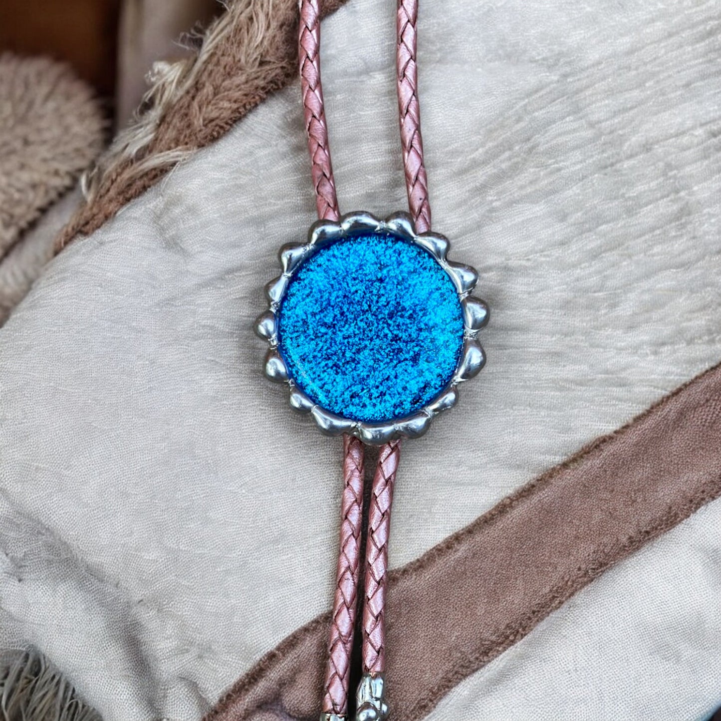 Sapphire Vision Fused Glass Bolo Tie