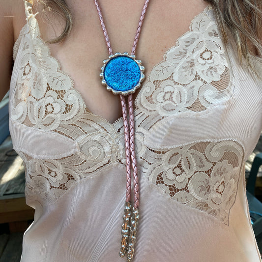 Sapphire Vision Fused Glass Bolo Tie