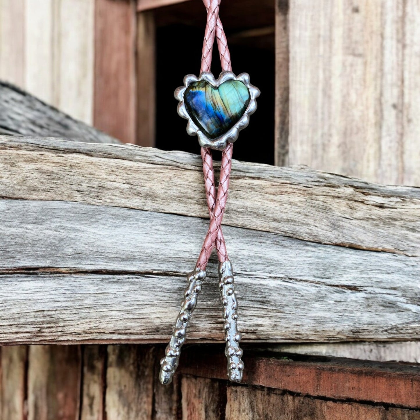 Labradorite Sweet Heart Bolo Tie