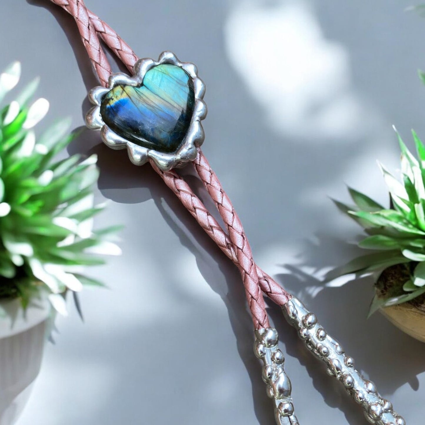 Labradorite Sweet Heart Bolo Tie