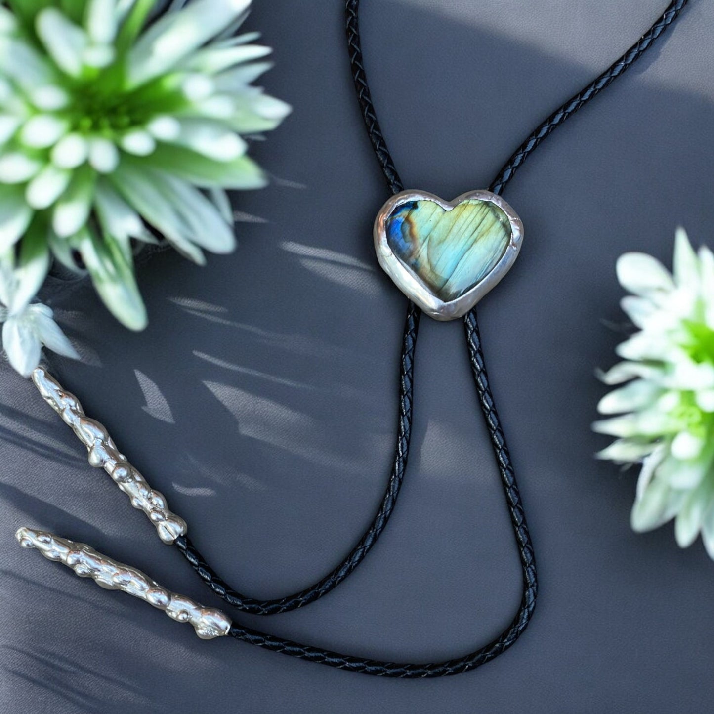 Labradorite Bright Heart Bolo Tie