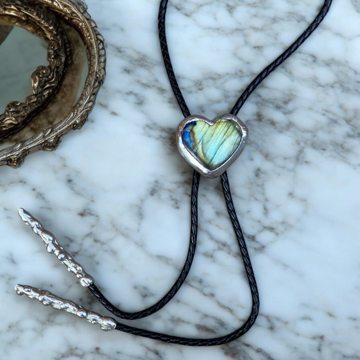 Labradorite Bright Heart Bolo Tie