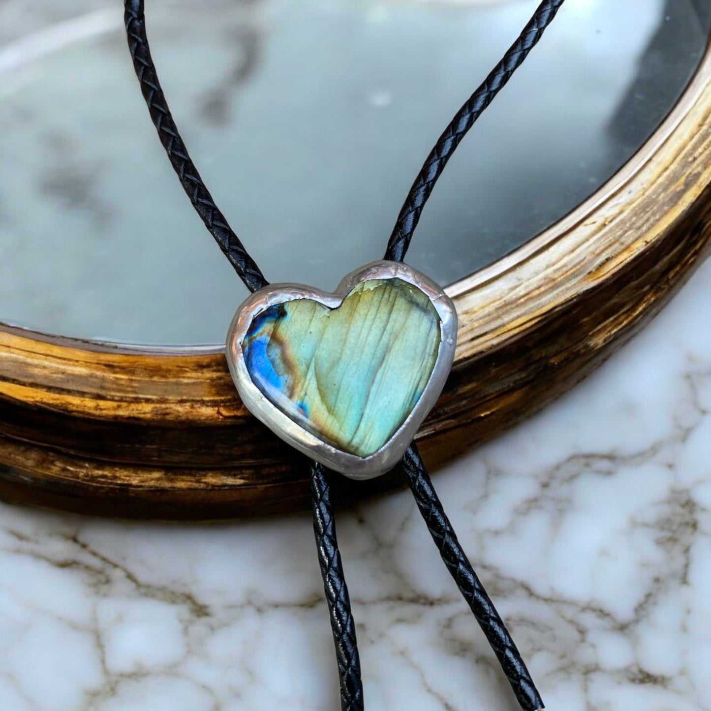 Labradorite Bright Heart Bolo Tie