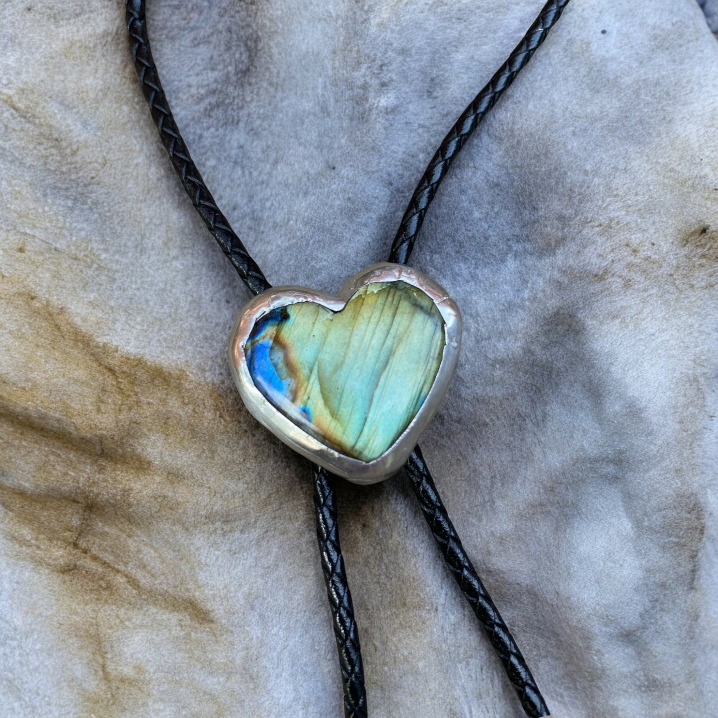 Labradorite Bright Heart Bolo Tie