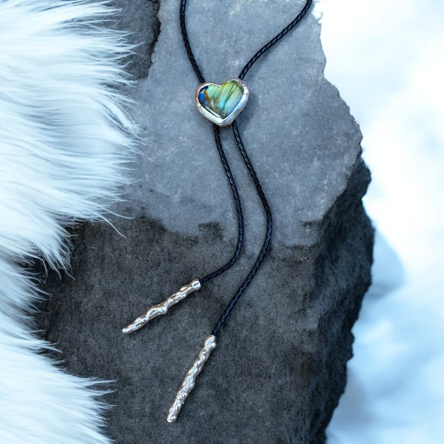 Labradorite Bright Heart Bolo Tie