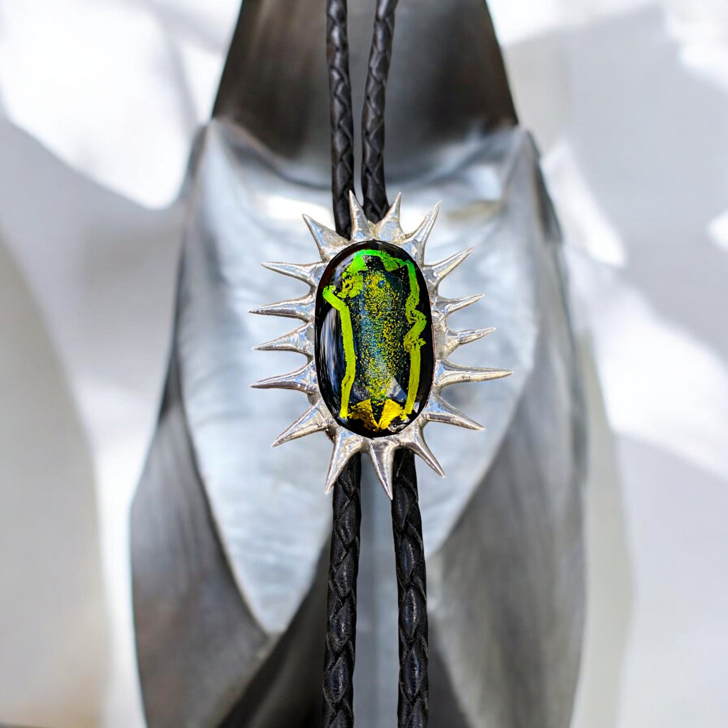 Spiky Dragon Eye Fused Glass Bolo Tie