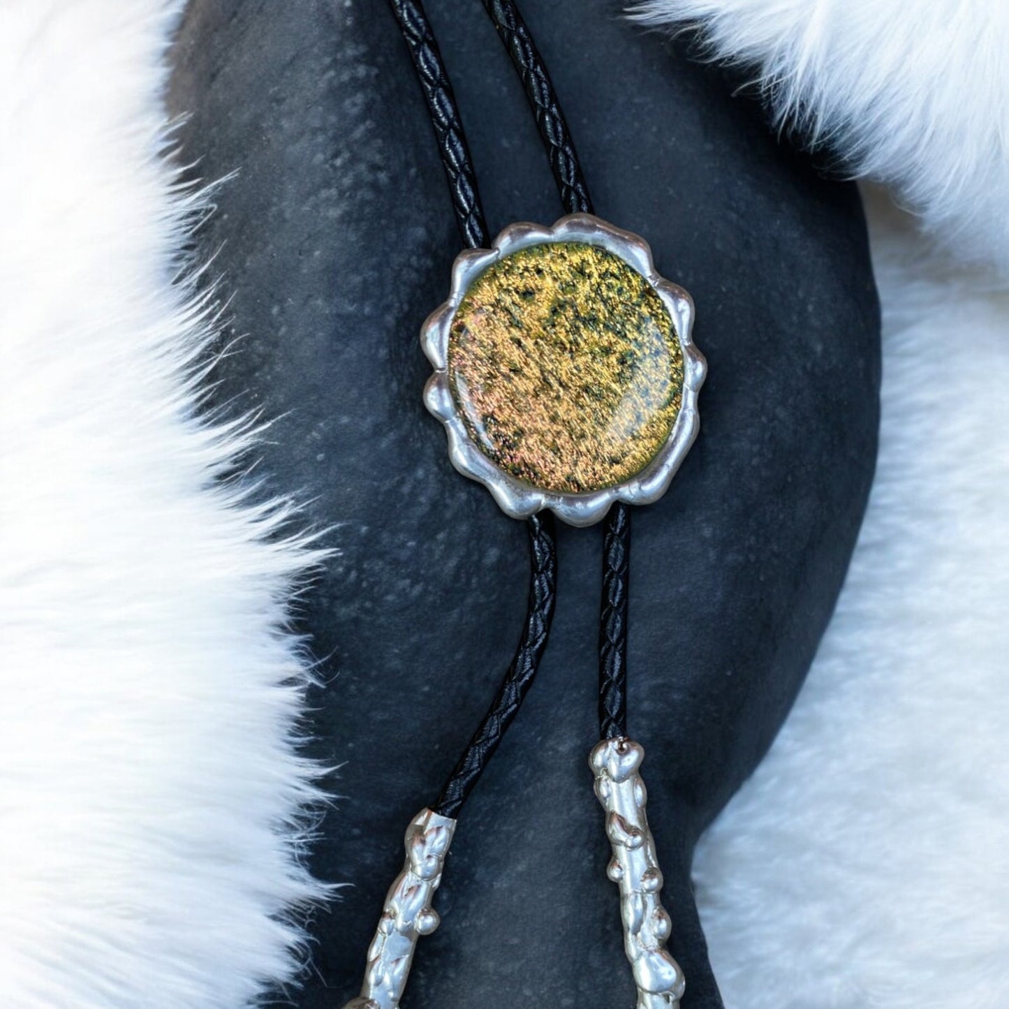 Stardust Portal Fused Glass Bolo Tie