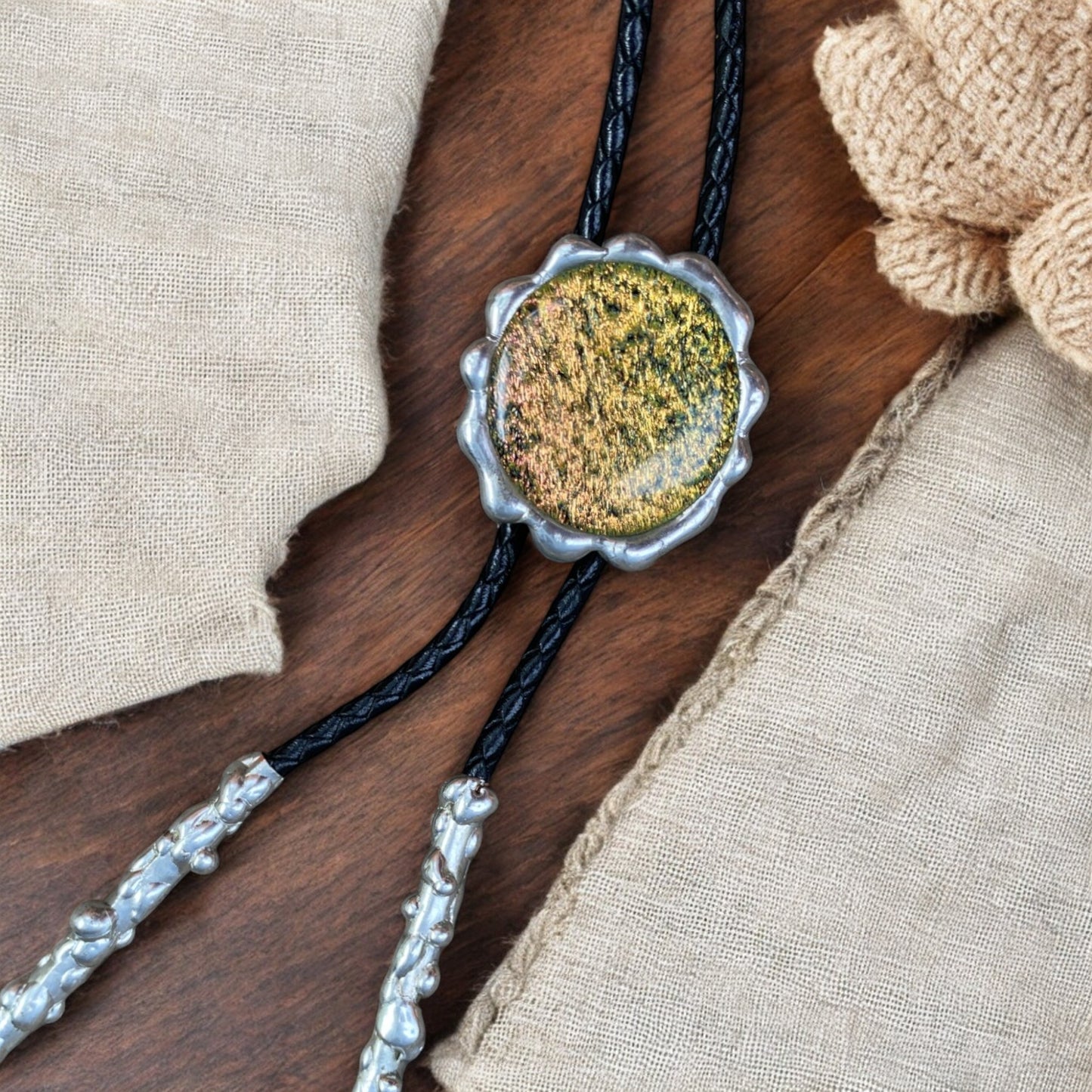 Stardust Portal Fused Glass Bolo Tie