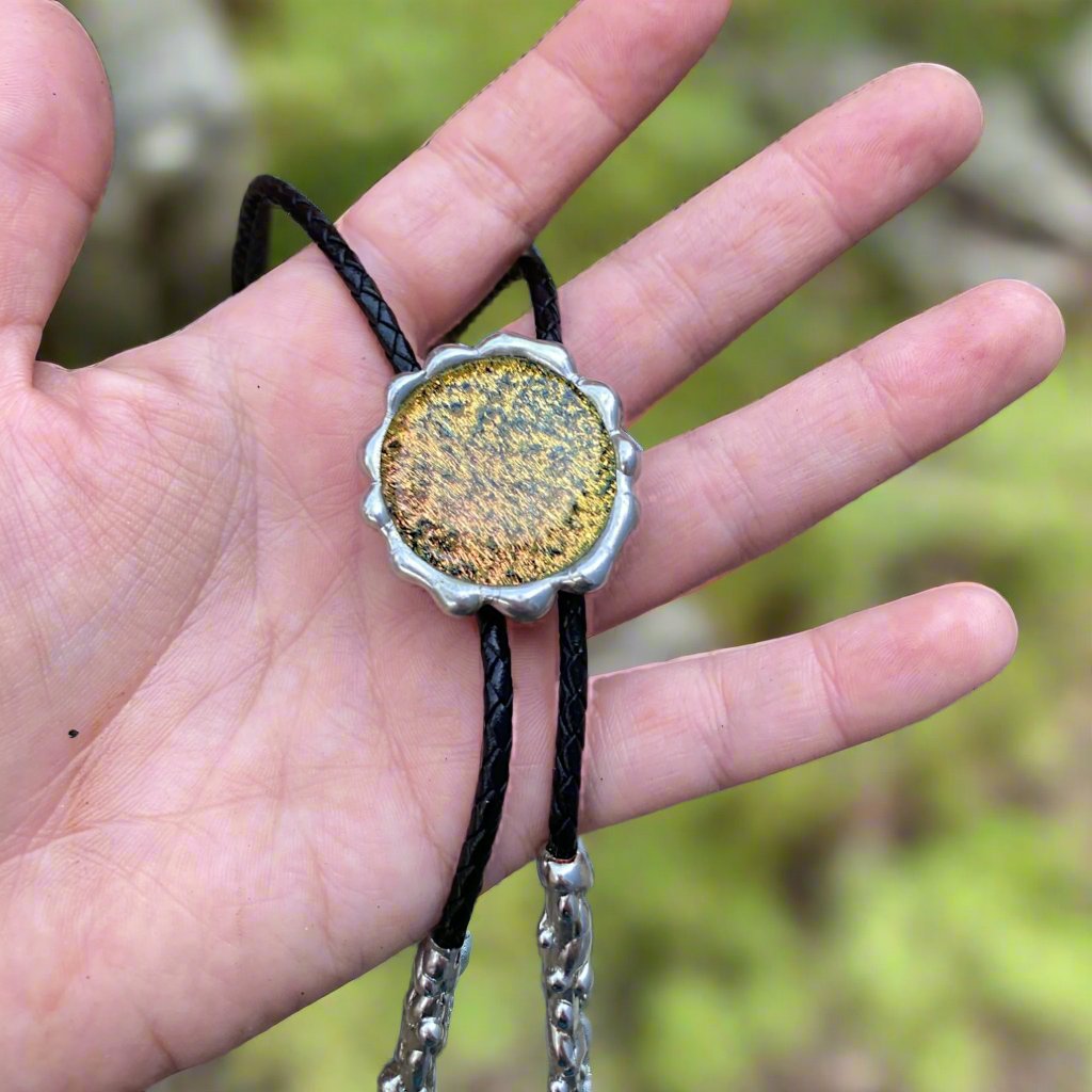 Stardust Portal Fused Glass Bolo Tie