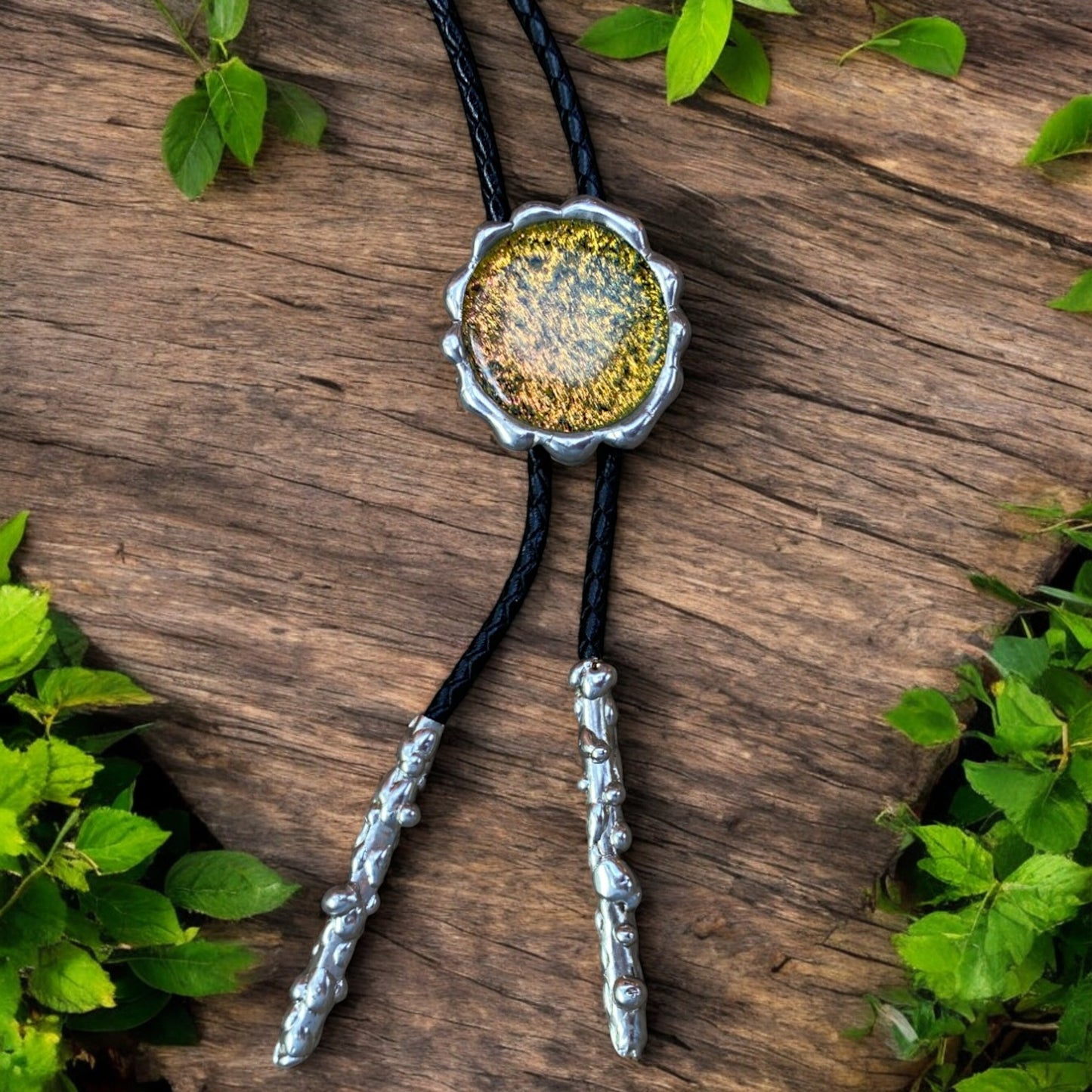 Stardust Portal Fused Glass Bolo Tie