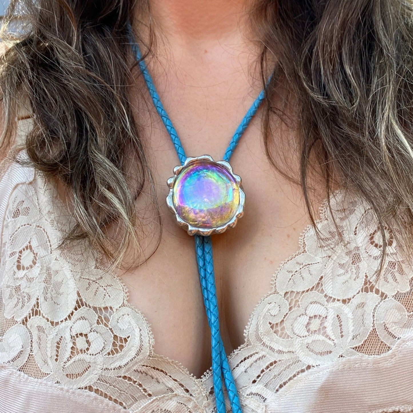 Angel Realm Stained Glass Bolo Tie