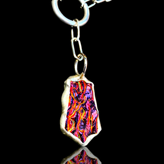 Fire Shard | Stained Glass Dichroic O Ring Necklace