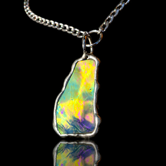 Celestial Portal Amulet | Stained Glass Dichroic O Ring Necklace