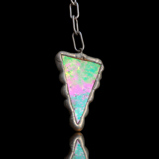 Cloud Triangle | Iridescent Stained Glass Drop Necklace