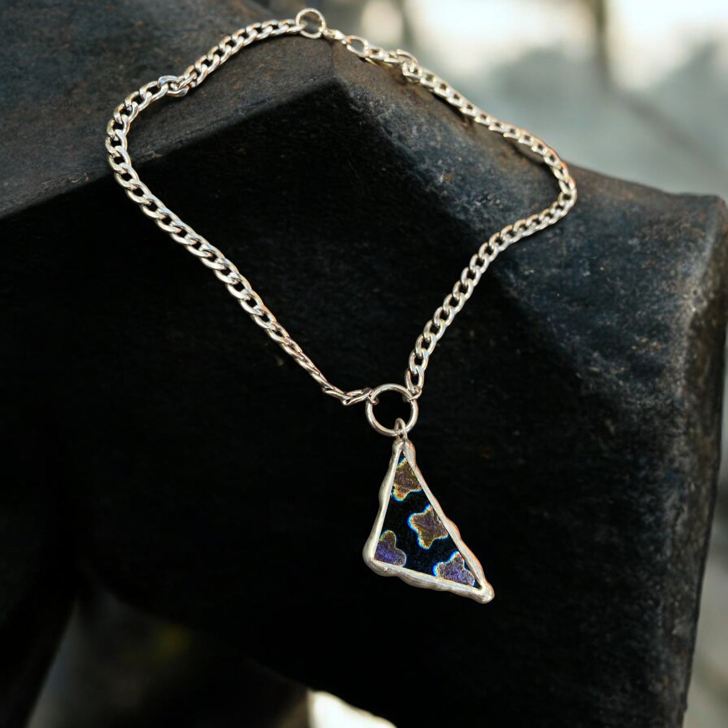 Fractal Shard | Stained Glass Dichroic Necklace