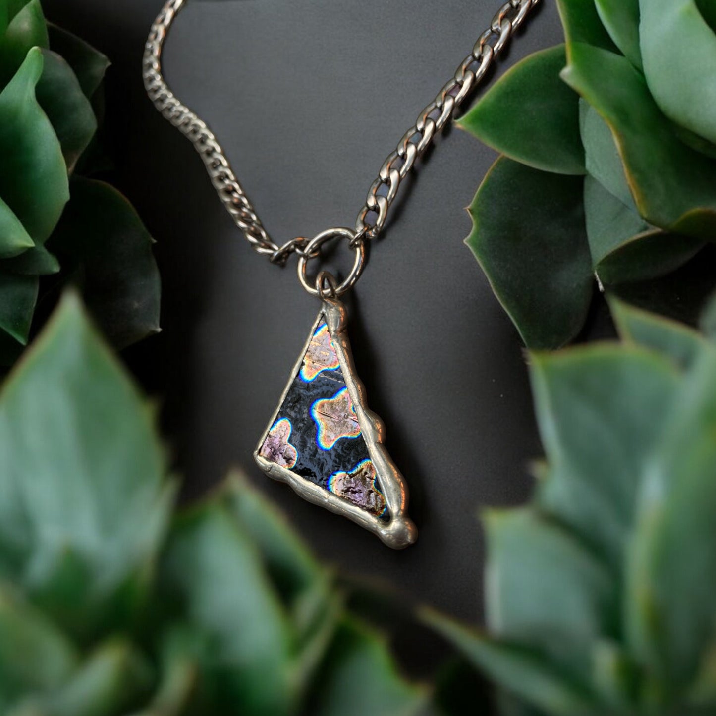 Fractal Shard | Stained Glass Dichroic Necklace