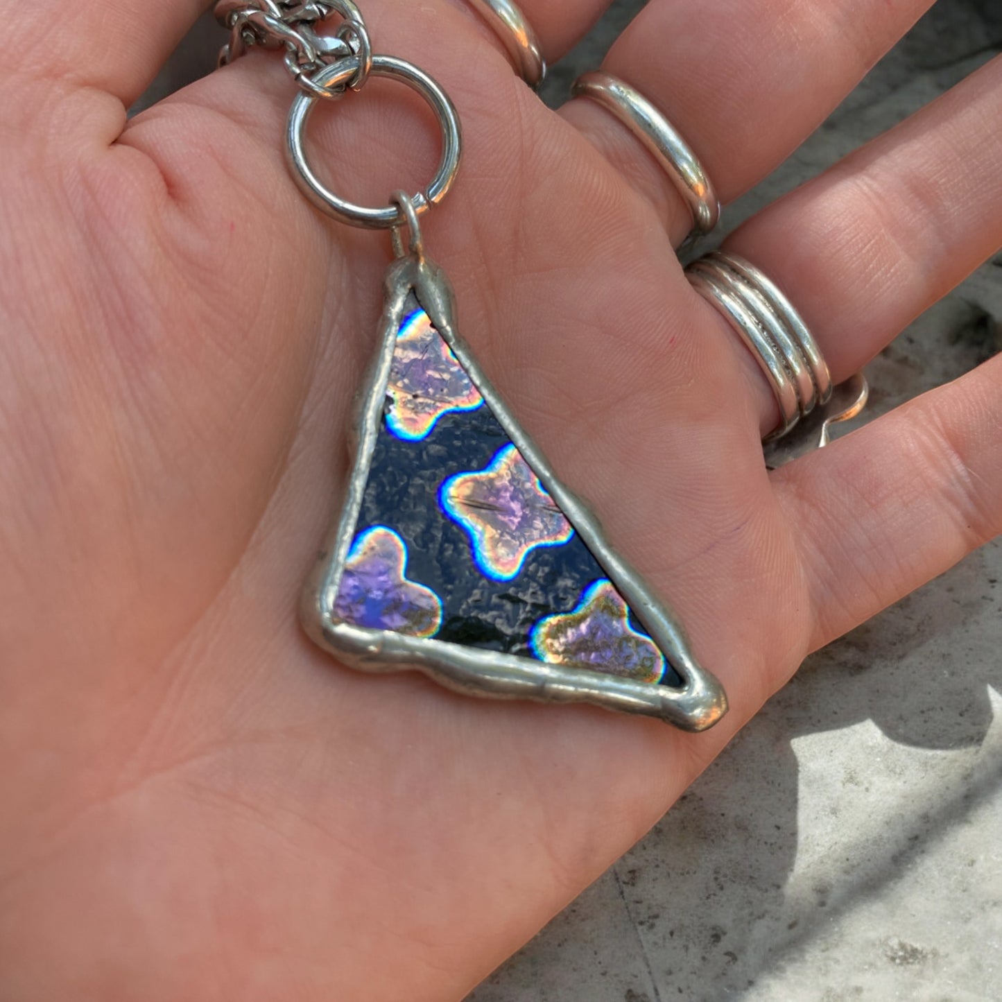 Fractal Shard | Stained Glass Dichroic Necklace